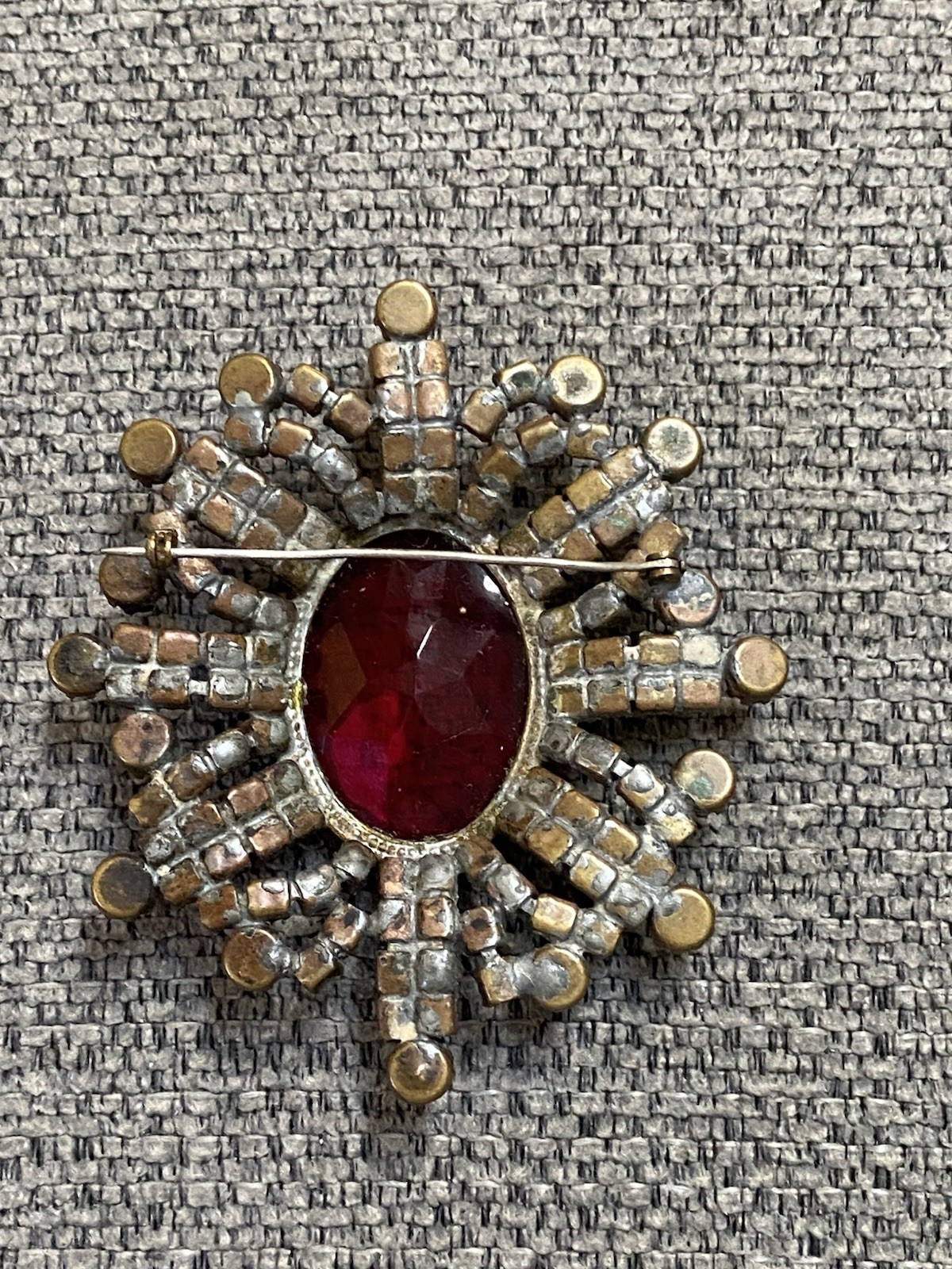 BIG Statement Pin, Ruby Red, Fuchsia, Vintage, Deco Era Plus