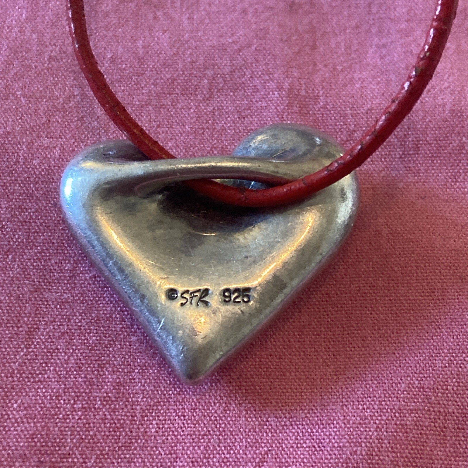 Vintage SFR Somers Randolph Sterling Silver Heart Modernist Pendant 17in 23.5g