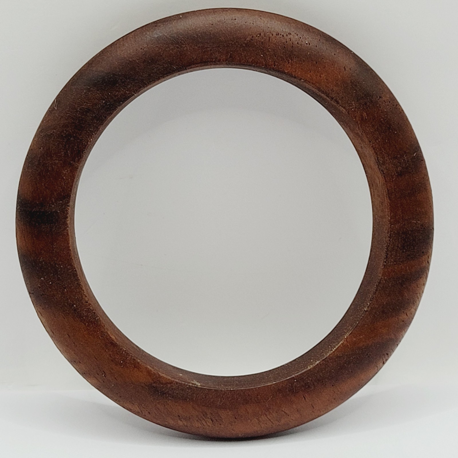 Brown Wood Bangle Dark Lines Matte Finish Retro Vintage 1980s Bracelet 8 Inch