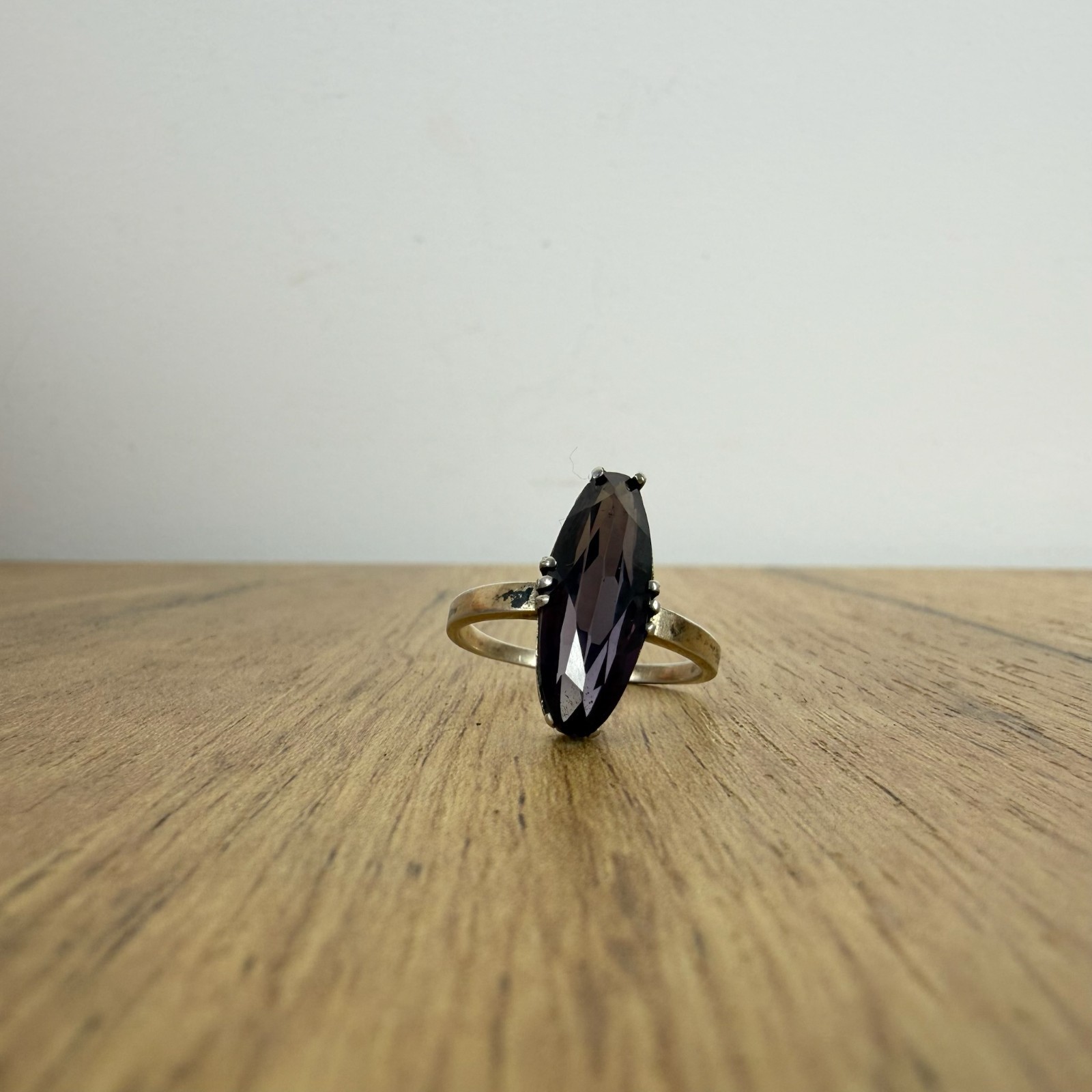 Vintage Soviet RING Silver 875 mark Star USSR, Women’s jewelry purple stone