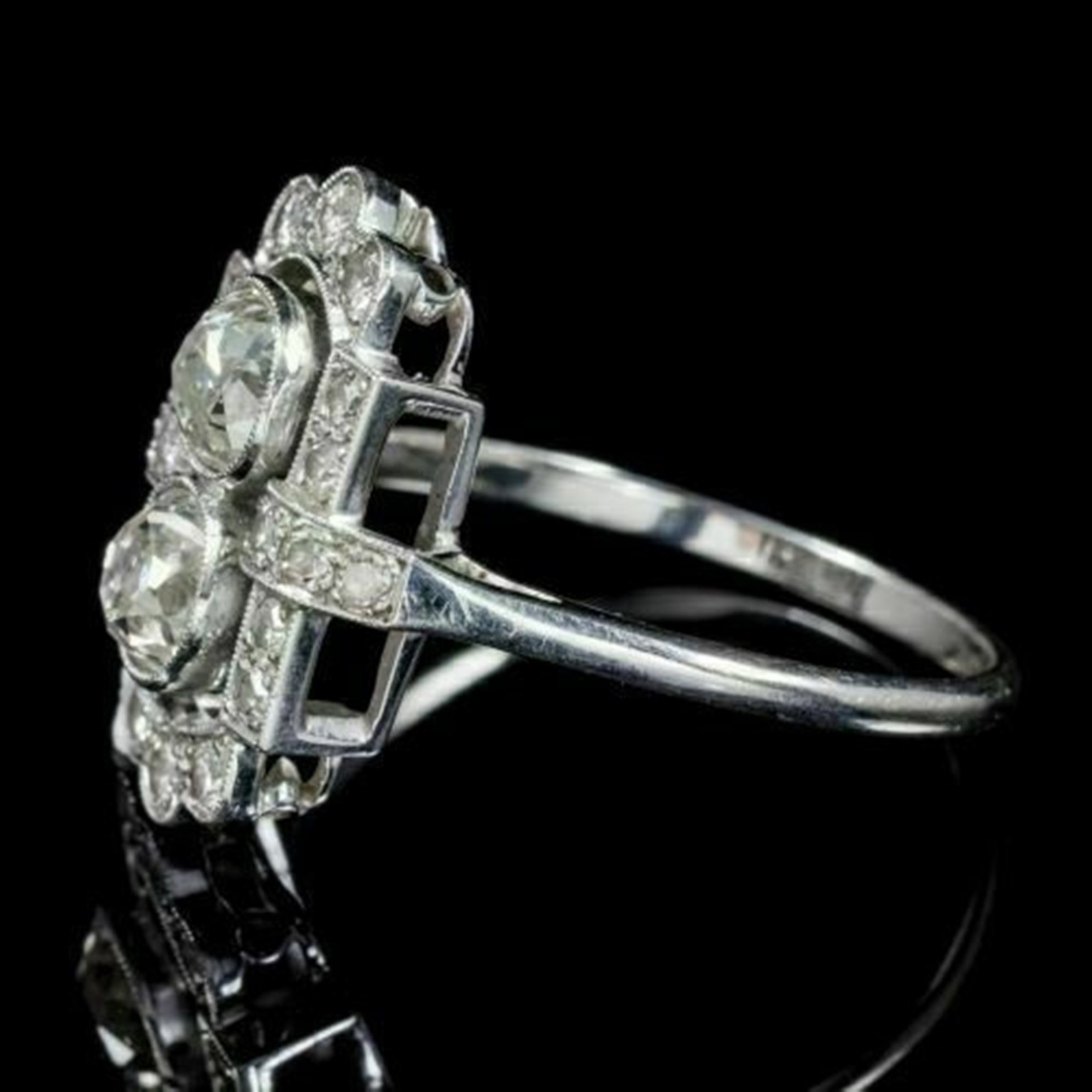 1.53 CT OEC Moissanite Stone Engagement Two Stone Milgrain Ring 925 Silver
