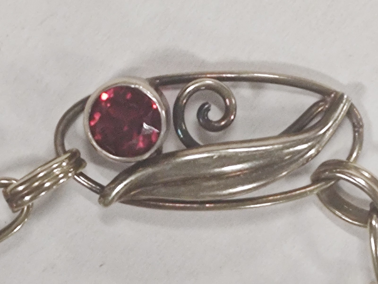 Vintage Carl Art 1/20 12K Gold Filled on Silver Bracelet Red Glass Stones Mid…