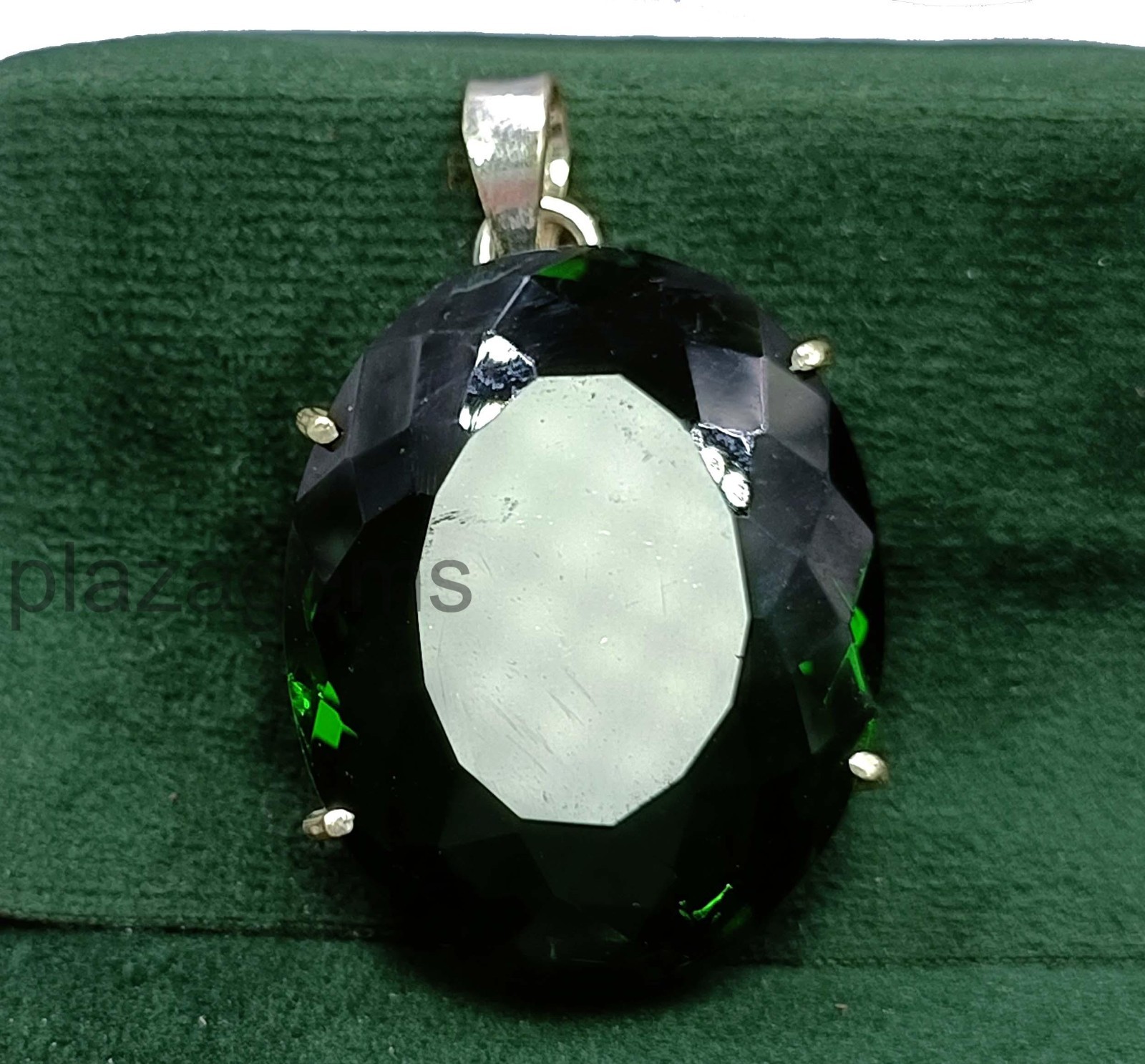 101.35 CT Natural Green Emerald Pendant Oval Gems 925 Sterling Silvet Chain 5ARU