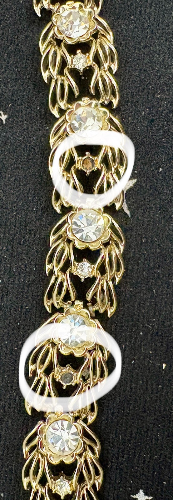 VTG Coro Gold Tone Bracelet W/7Round Colorless Stones & 7 Small Stones Sz. 7