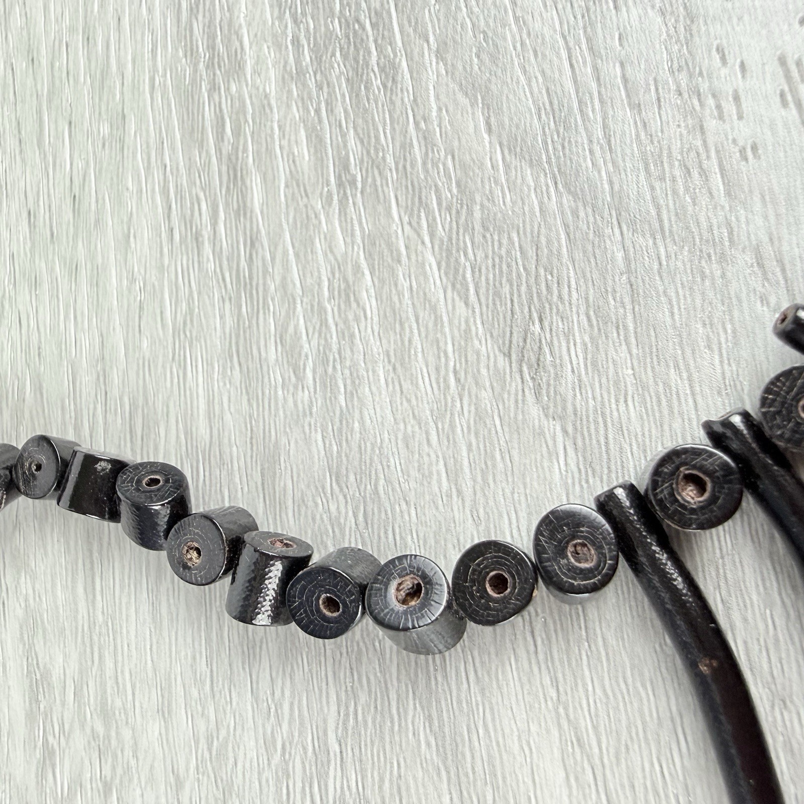 Vintage Genuine Black Branch Coral Chunky Tribal Boho Chic Goth Fringe Necklace