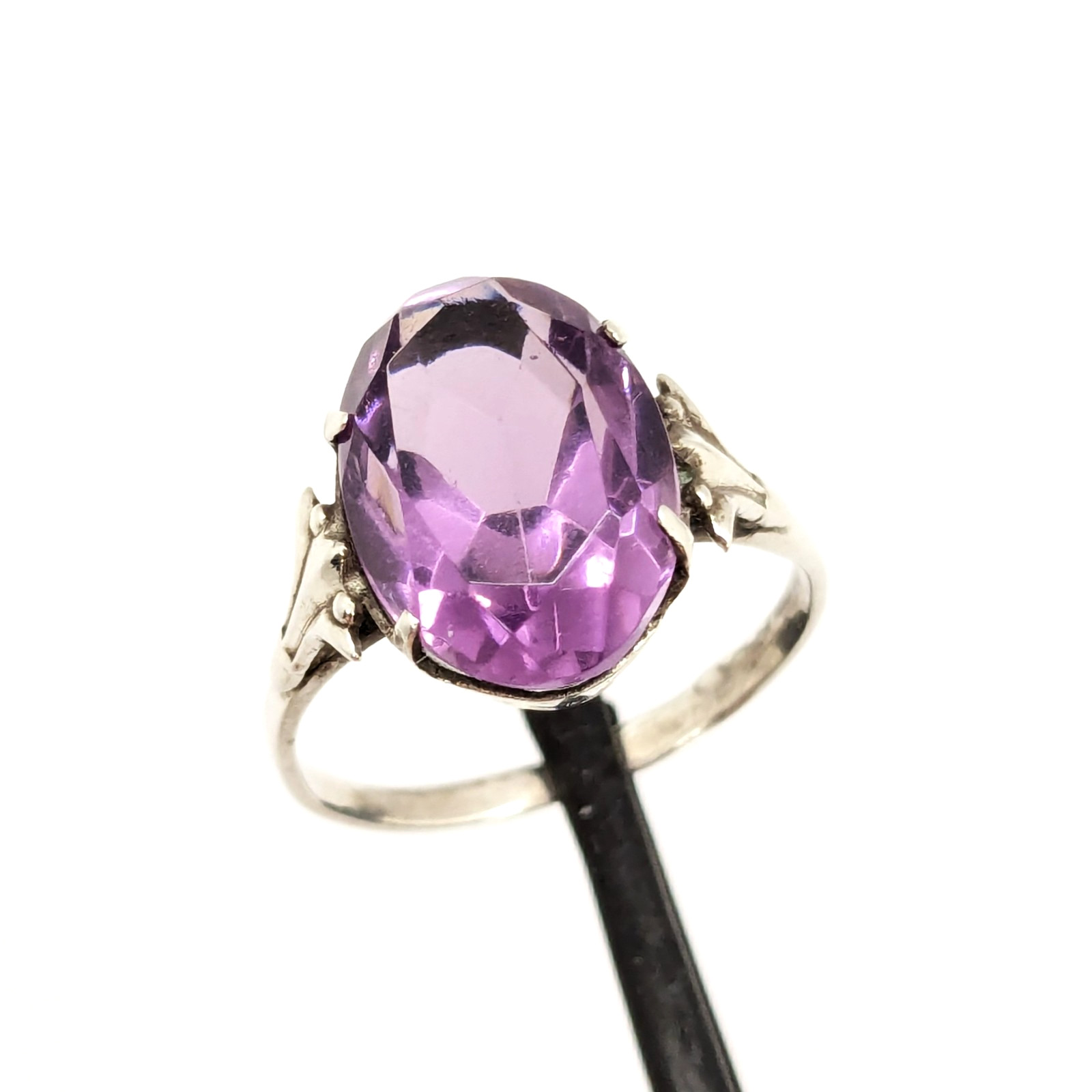 Vintage Soviet RING Silver⭐️875 Star stamp with Amethyst -size: 7US (17mm) | #73