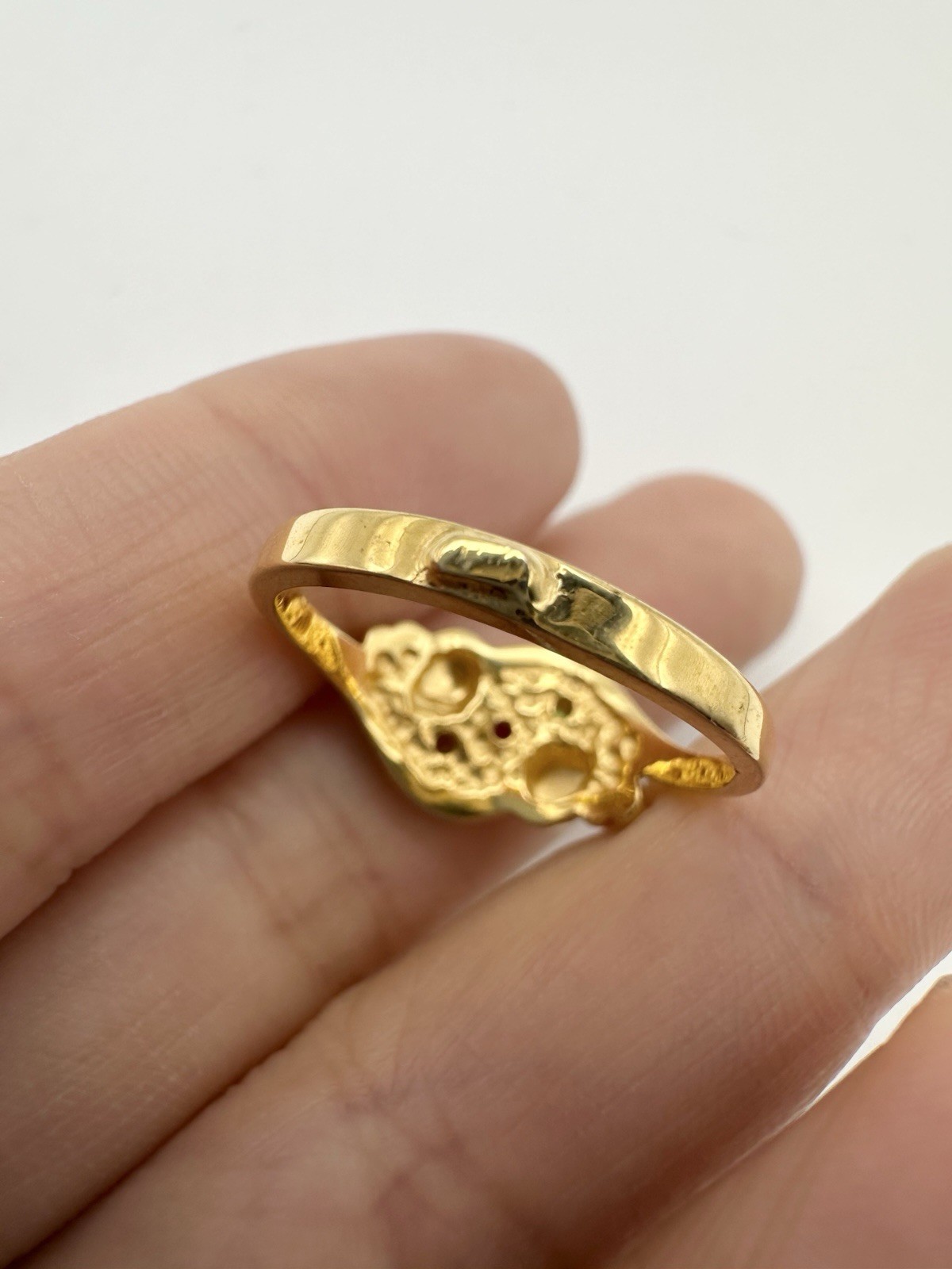 Vintage Gold Plated Two Tone Ruby Sapphire Ring Size 7.25