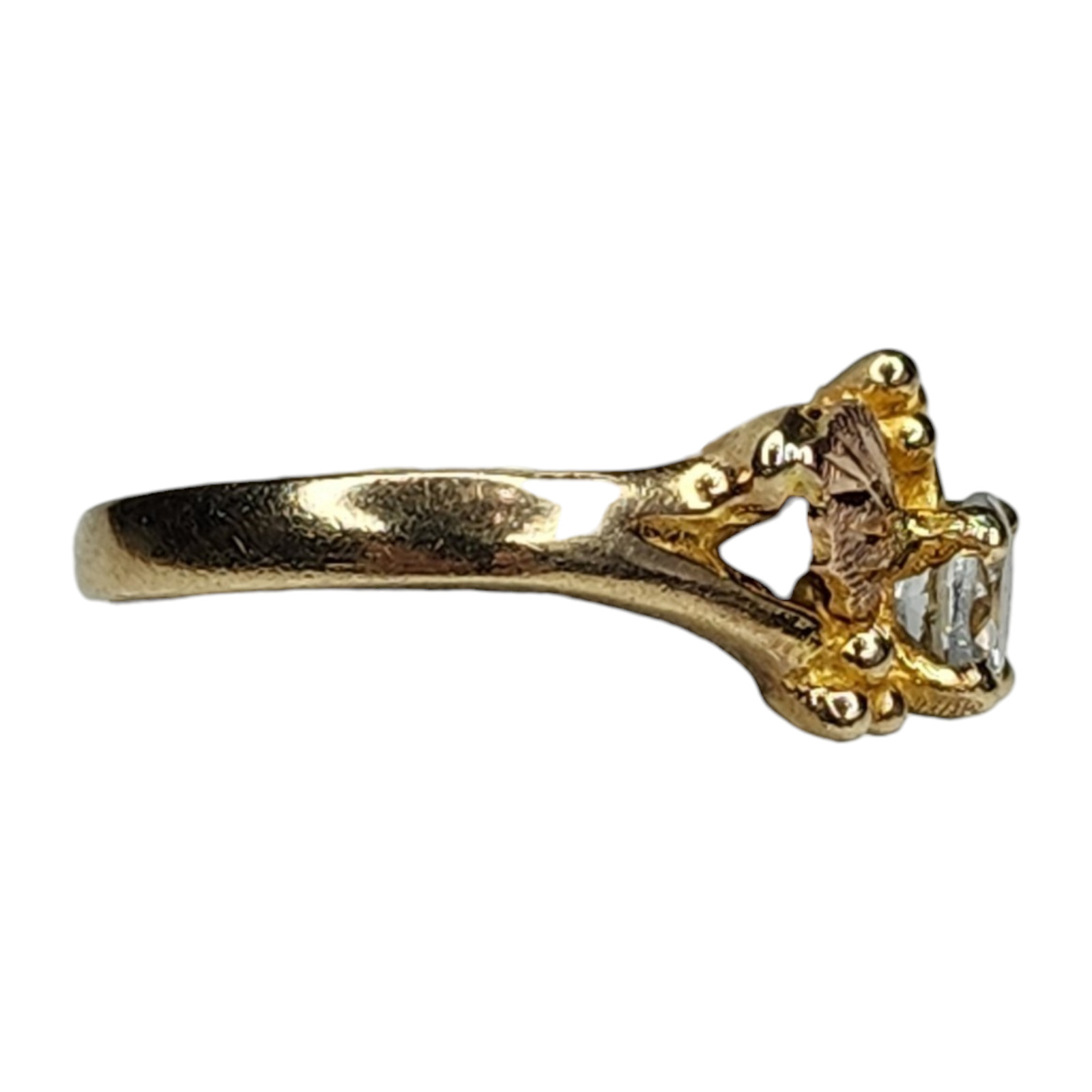 Vintage 10KT Black Hills Gold Clear Topaz Ring Size 6.25 Signed L
