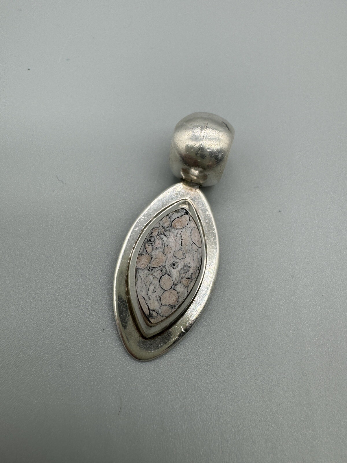Vintage 925 Sterling Silver Mexico ATI Oval Crazy Lace Agate Amazing Pendant