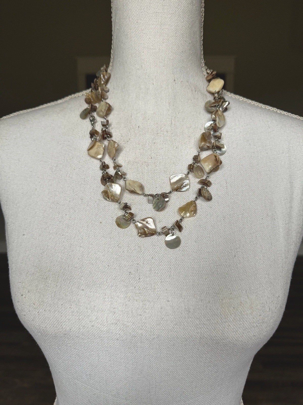 Vintage Abalone Layering Necklace Circa 1970 46” Long Lobster Claw Clasp