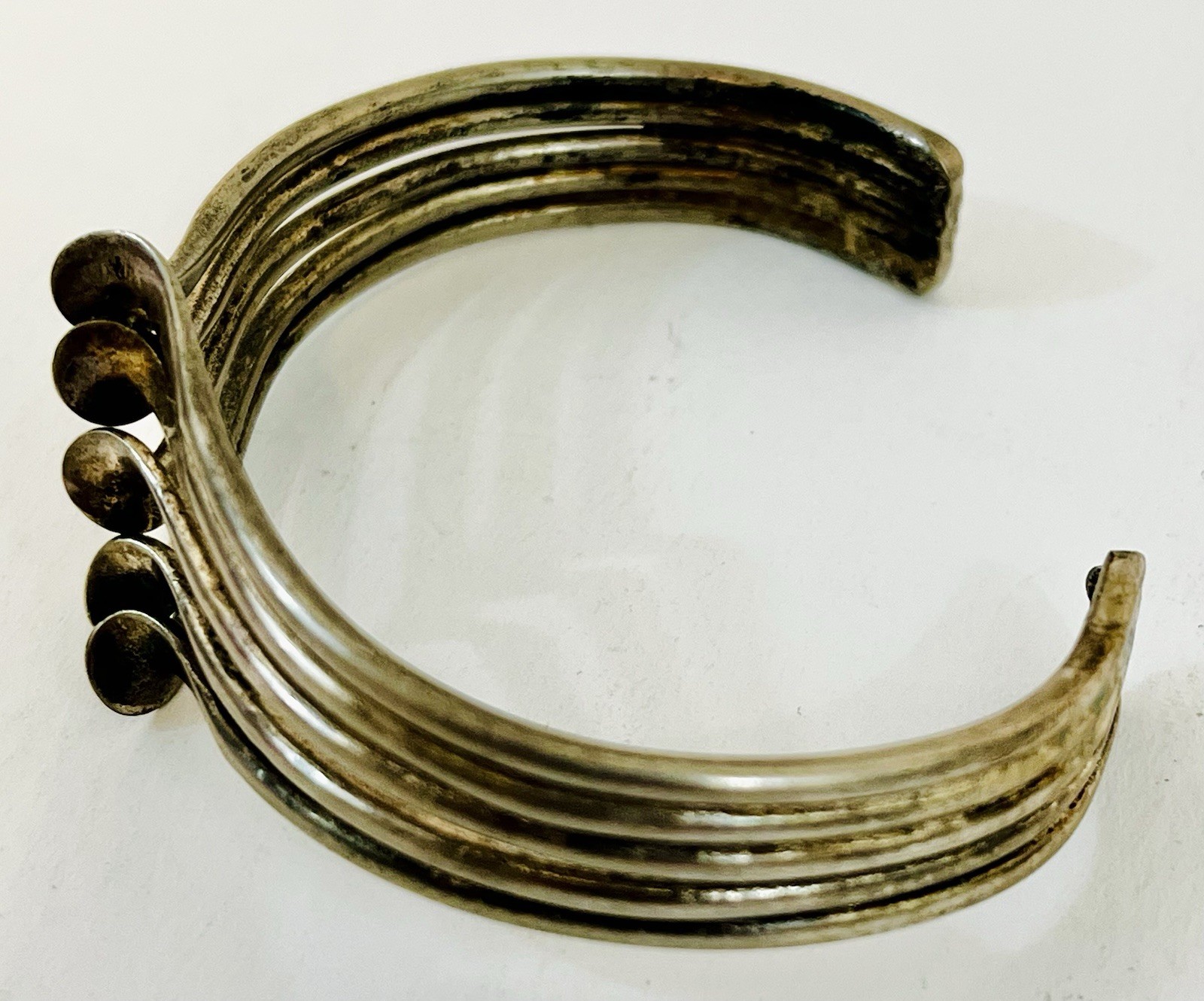 Vintage Modernist Wave Cuff Bracelet Sterling Silver Jewelry Minimalist