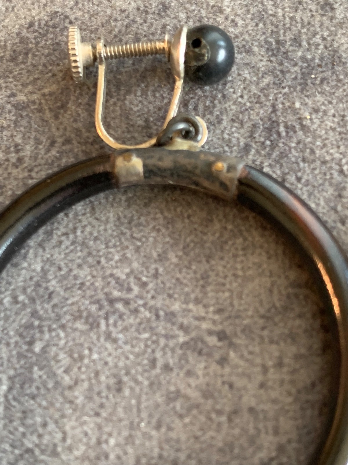 Vintage silver and black coral clip on screw back earrings Vintage