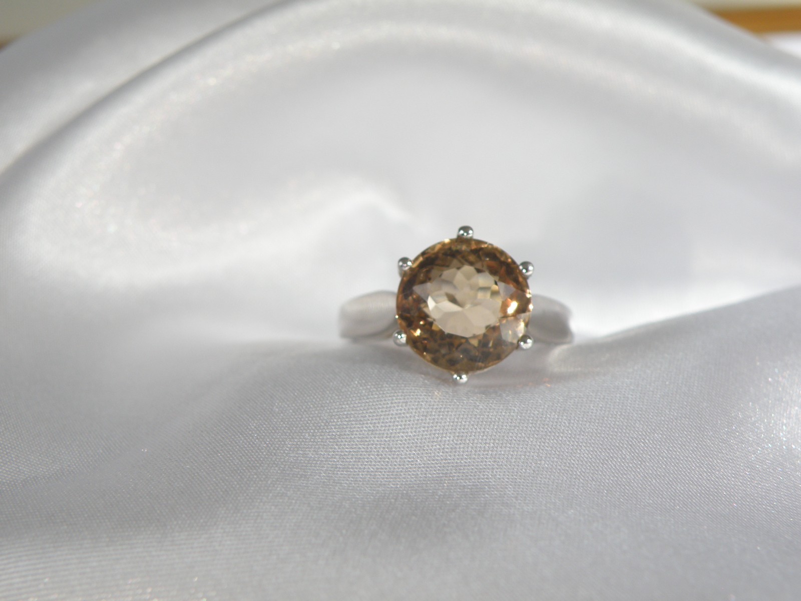 Vintage Sterling Silver 925 Natural Golden Beryl Solitaire Cocktail Ring Size 11