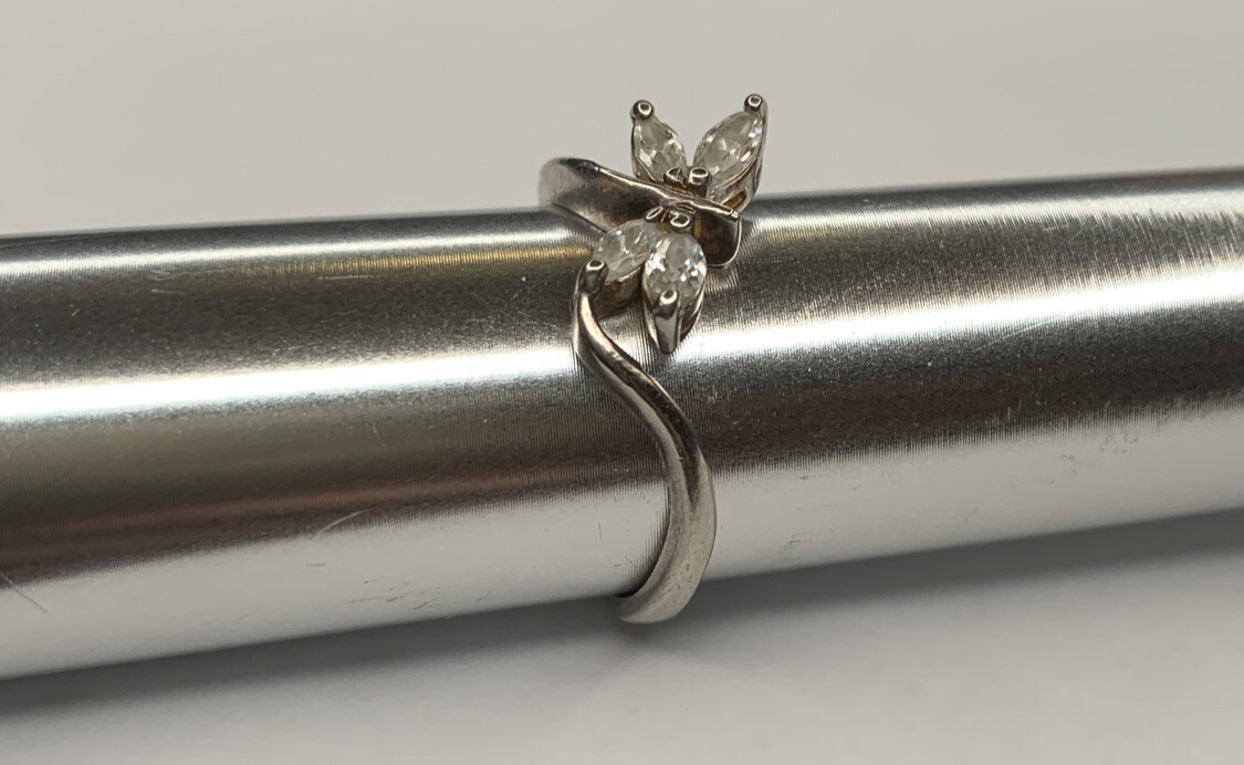 VTG Sterling 925 Signed CW Charles Winston Cubic Zirconia Dragonfly Ring SZ 8