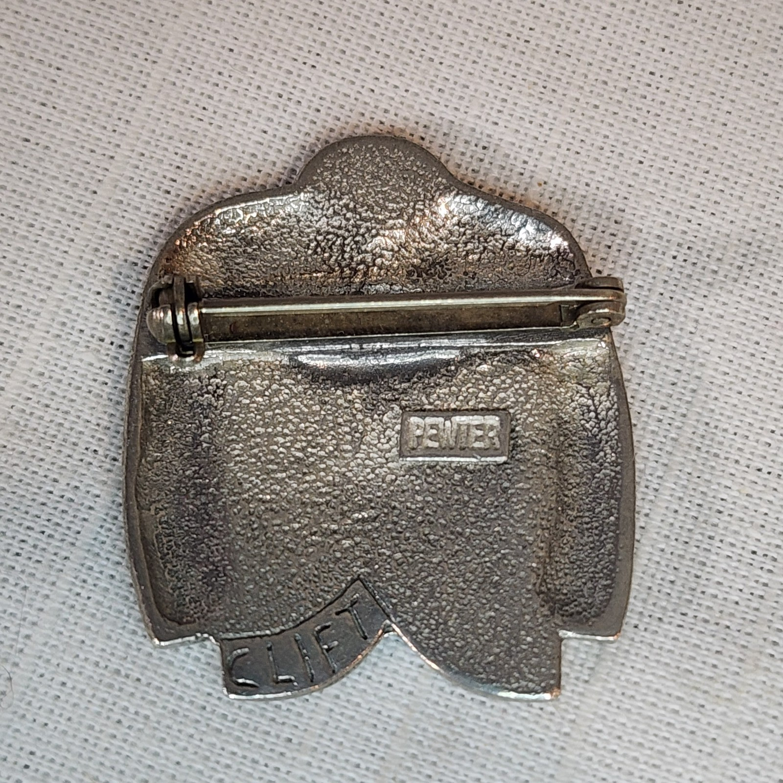 Jim Clift Vintage Pewter Sports Coat Lapel Pin, Nice!