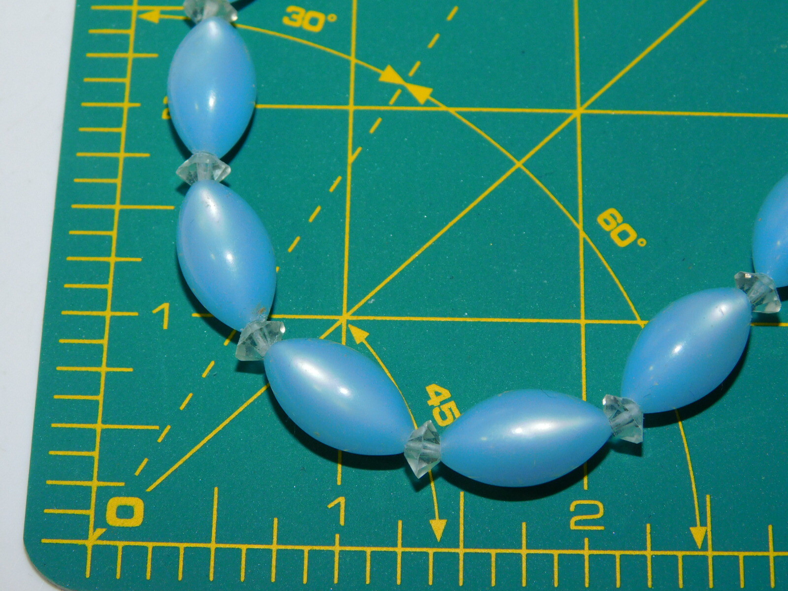 Vintage Baby Blue Moonglow Glass Crystal Bead Choker Necklace 3a 53