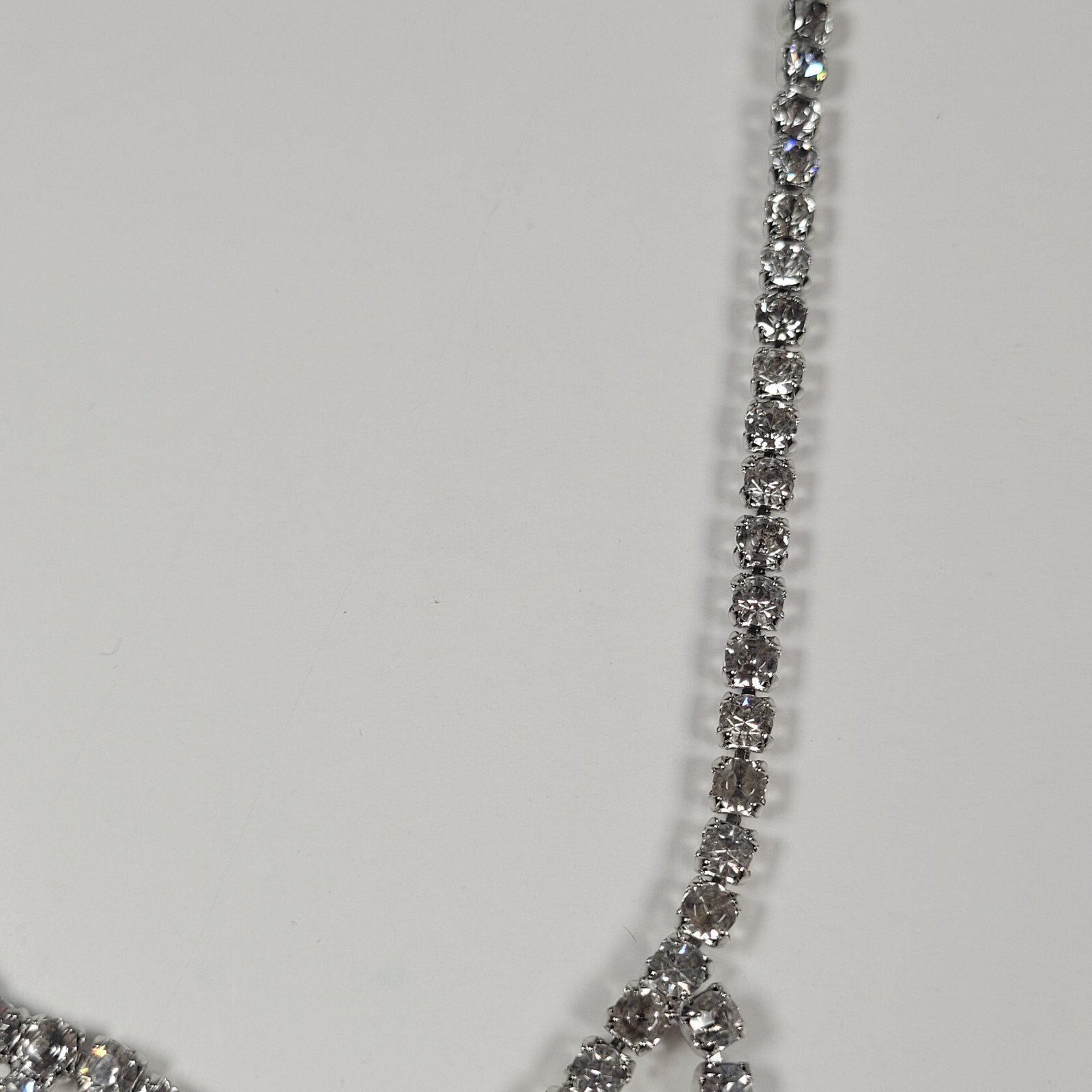 Choker Necklace Lot of 2 Silver Tone with White or Clear Rhinestones Vintage