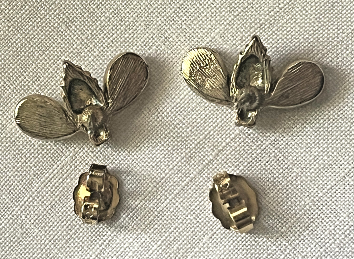 Vintage Lot of Two Earrings, Gold-Tone/Silver-Tone, Different Designs, Studs