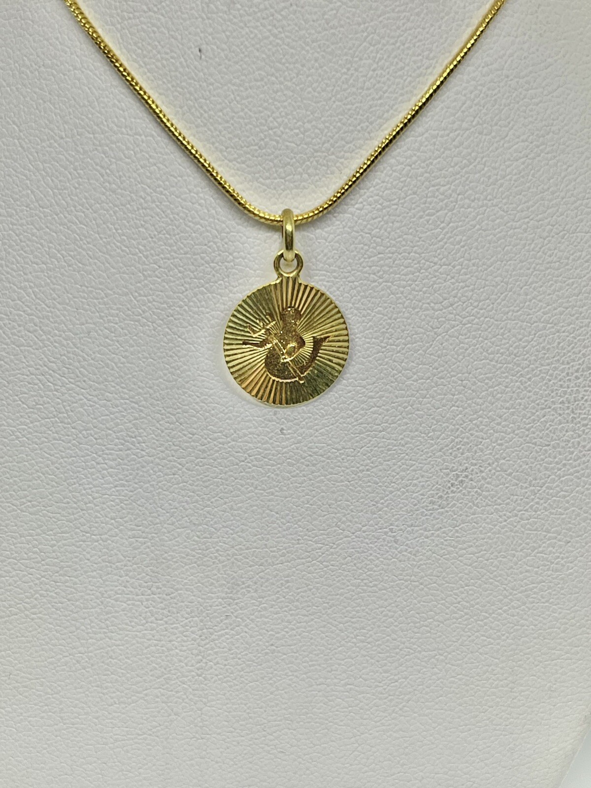 Vintage Mid Century Gold Plated VIRGO Fluted Cut Out Zodiac Sign Pendant 18”