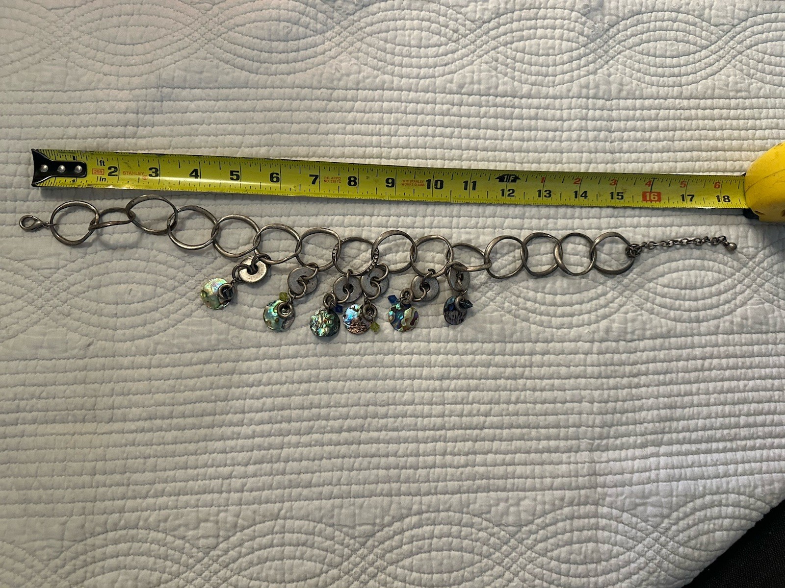 Vintage Chicos Metal And Abalone Shell Necklace