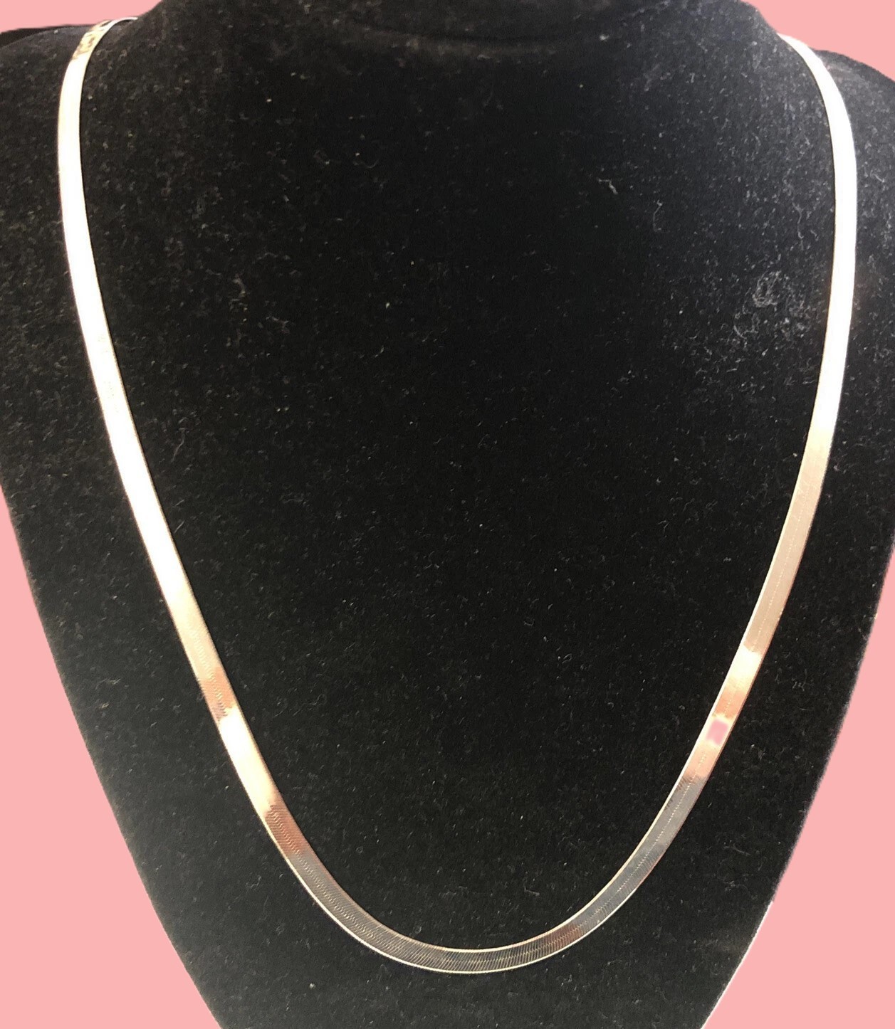 Vintage Italy 925 Sterling Silver Long Herringbone Chain Necklace 20″ X 1/4″