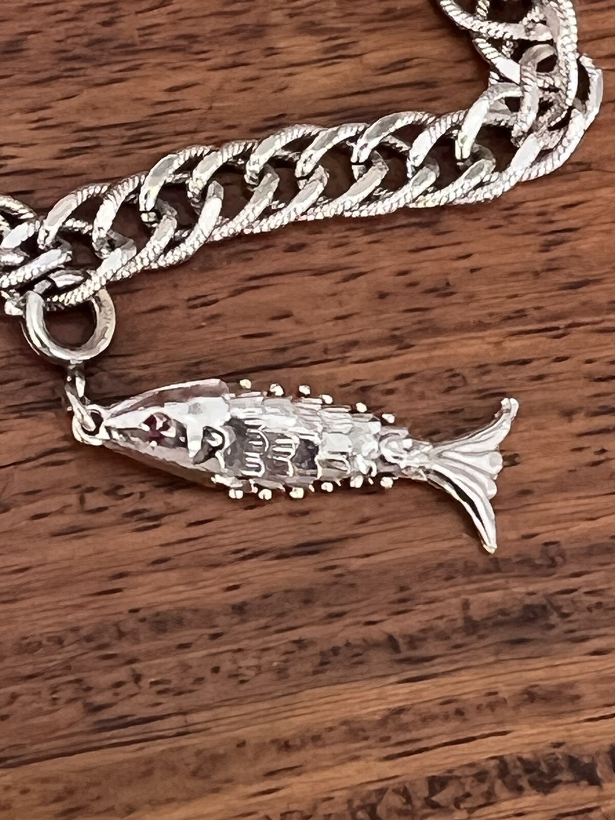 Vintage Silvertone Monet Starter Charm Bracelet Two Charms Airplane Fish 7″