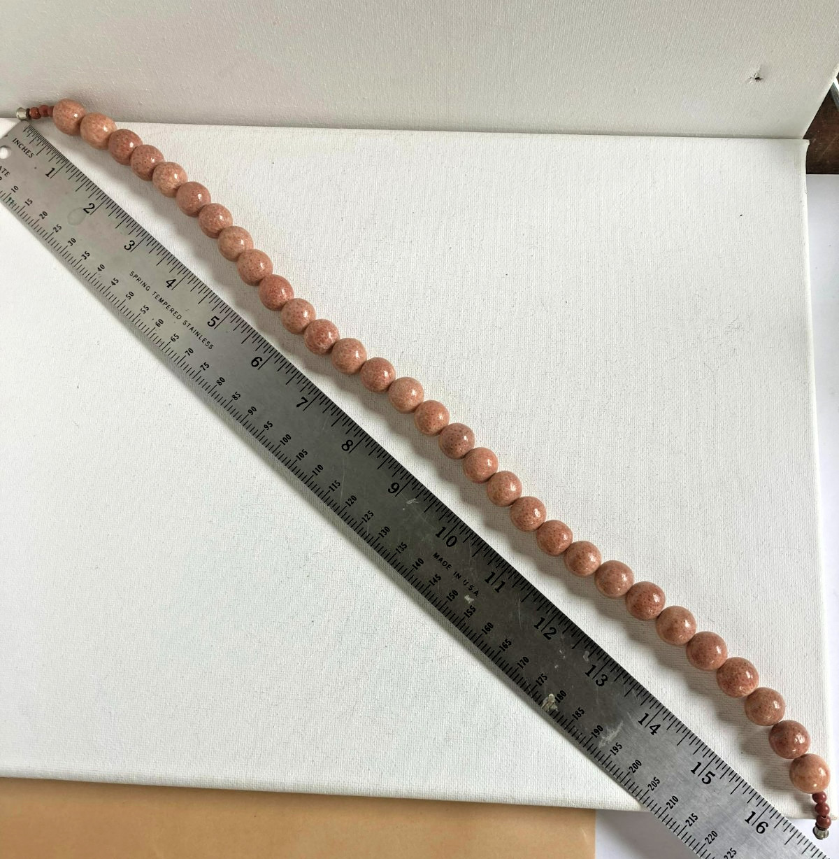 Necklace Vintage Muted Pink Beaded Choker Heavy Natural Beads 16″