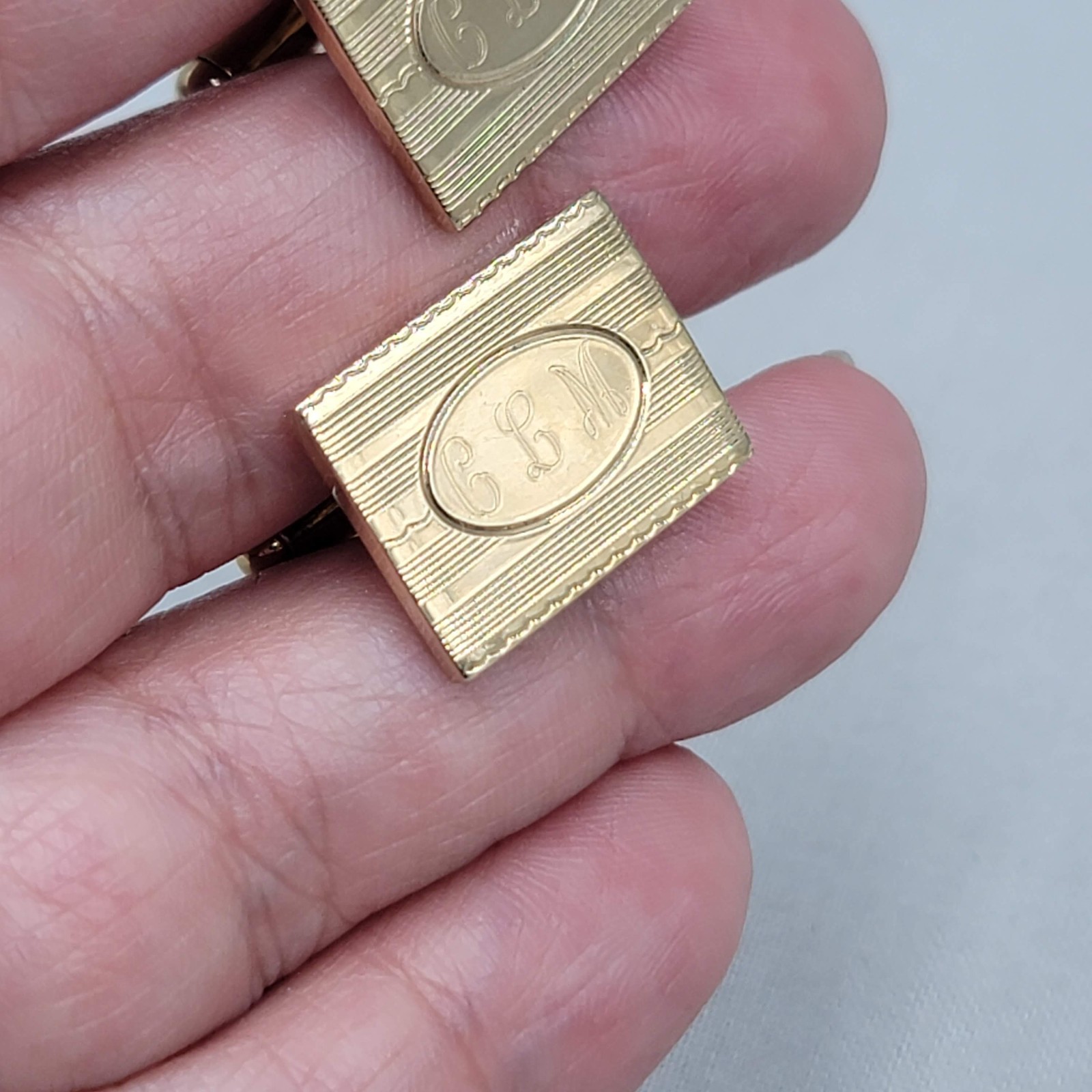 Vintage Hadley Mens Cufflinks Gold Plated Monogram CLM 3/4″