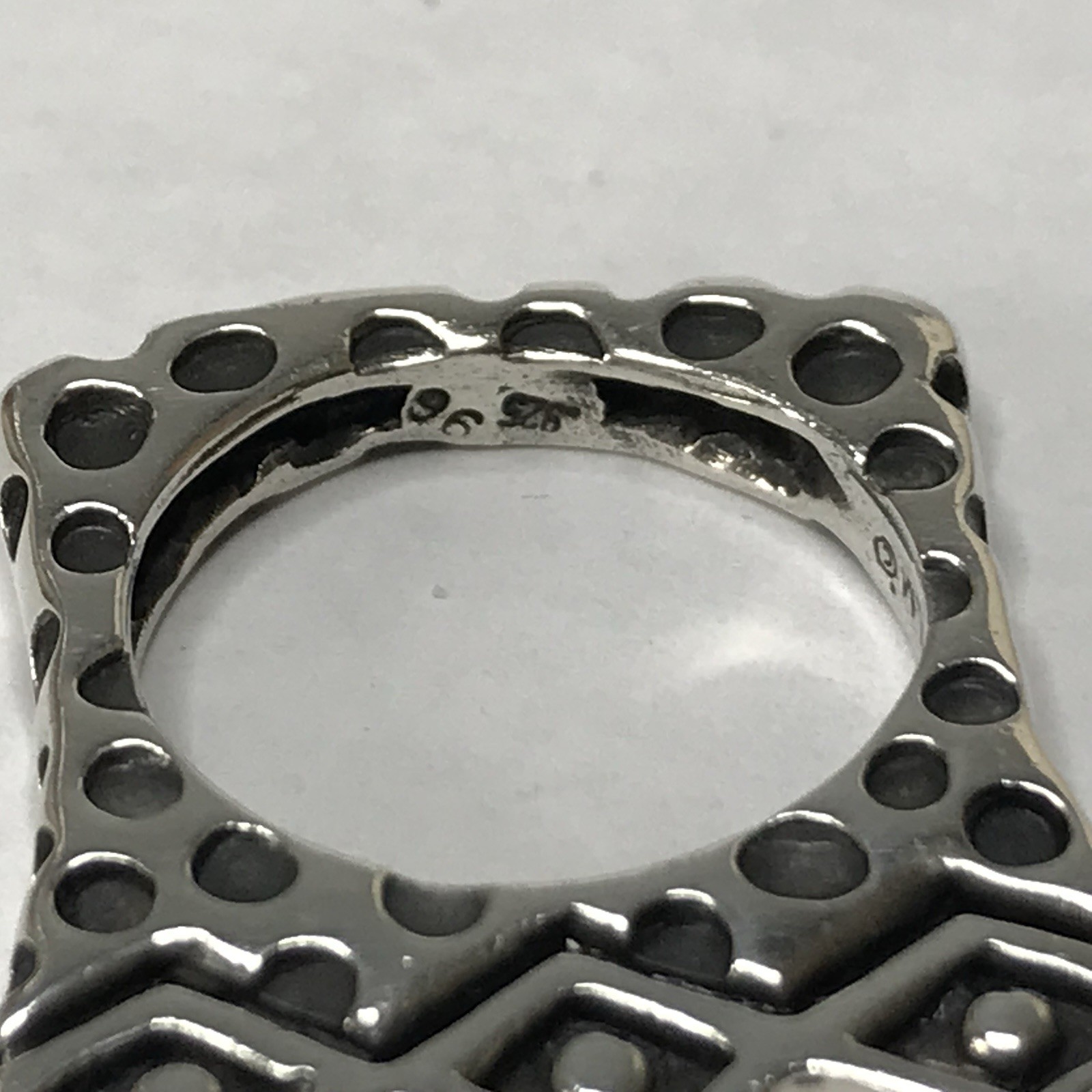 Dian Malouf Sterling Silver Zig Zag Dots Flat Ring Size 7.5 11.05g
