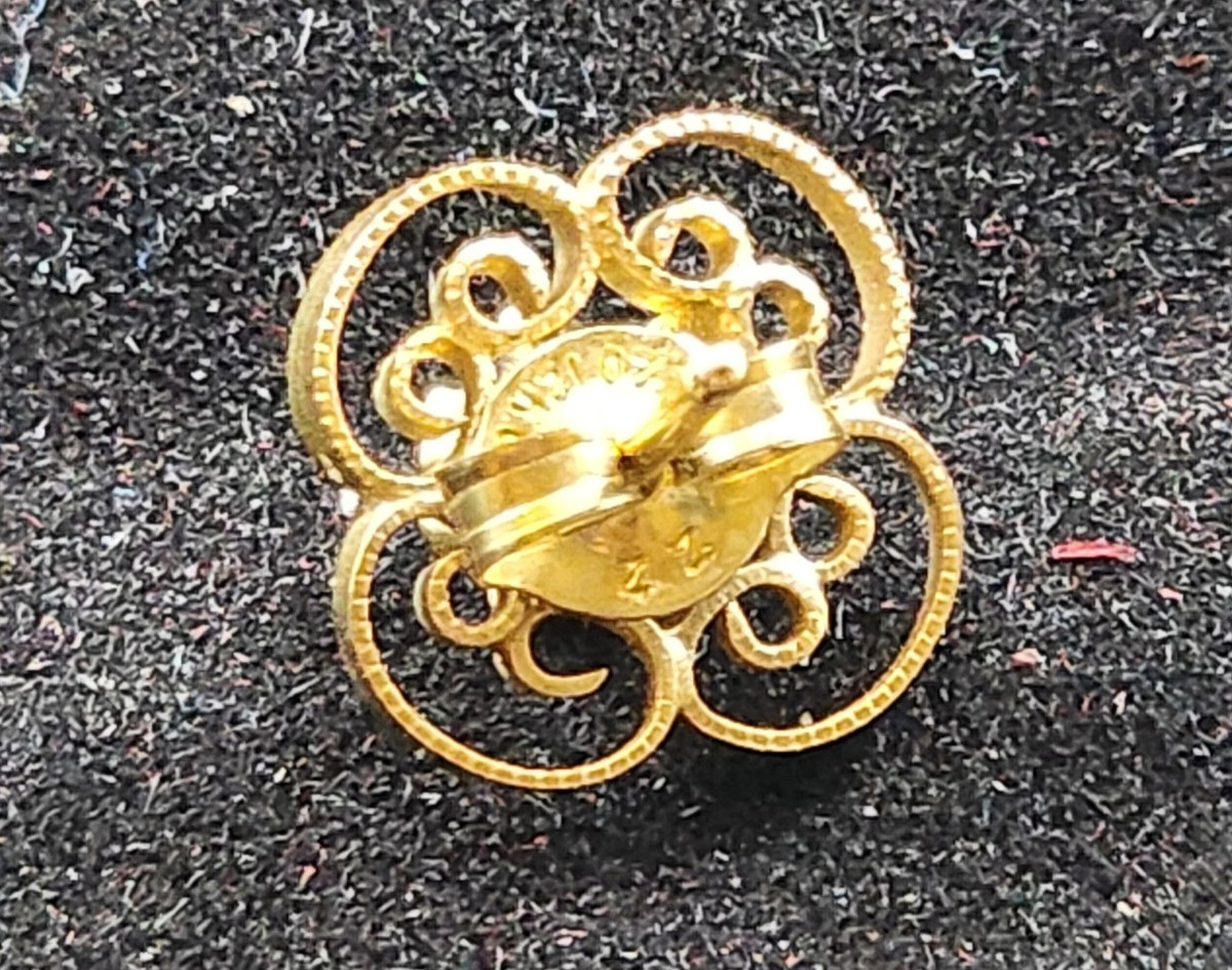 Vintage ING 12K Gold Filled Filigree earings, Smoky Quartz Retro Flower