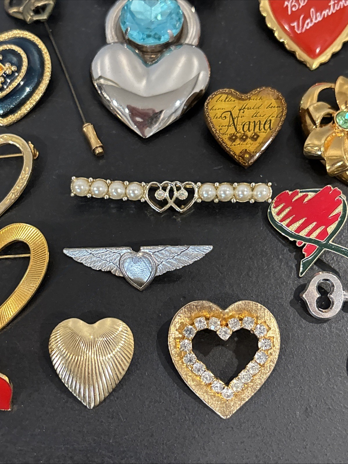 Lot 42 Vintage Now Pin Heart Hearts LC Sarah Coventry Avon Anne Klein ONLY $2