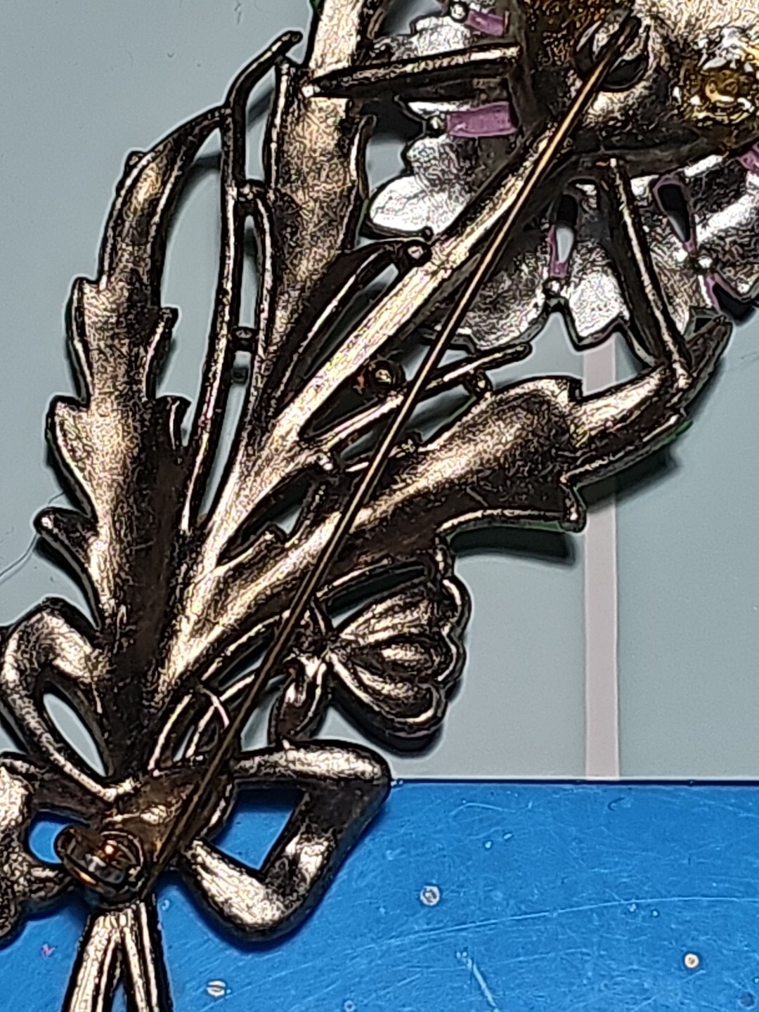Vintage Floral 1930s Pot Metal Brooch Enamel New England Glassworks