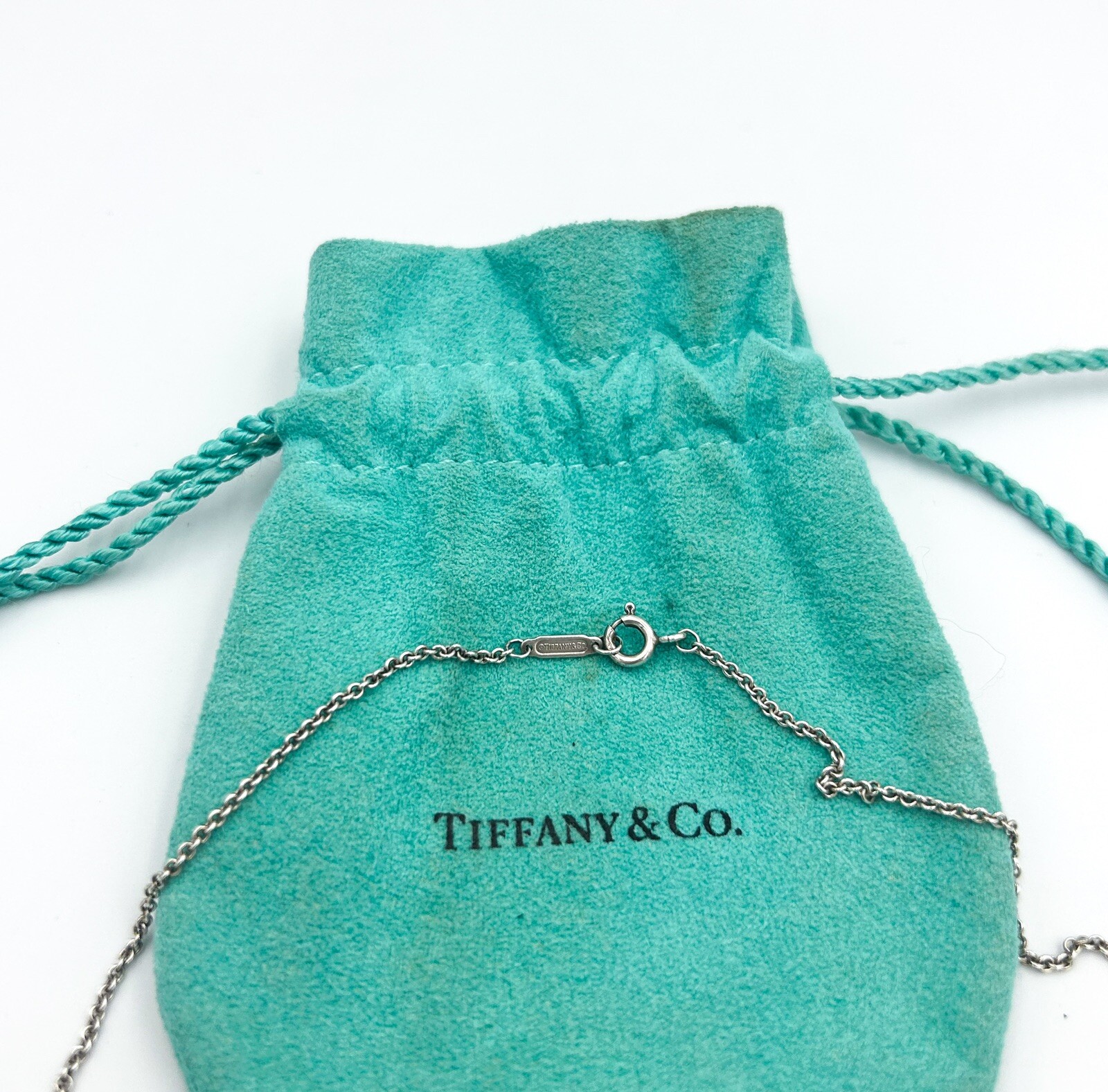 Rare Authentic Tiffany & Co. Vintage Puff Heart Pendant 20 mm Necklace 16″