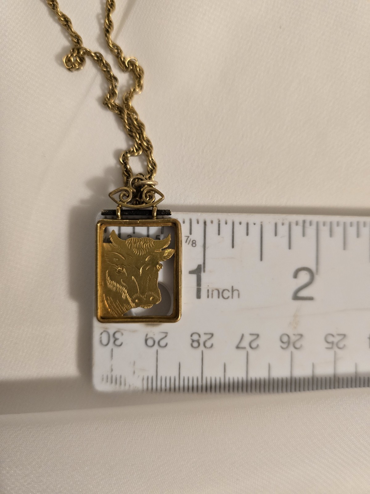 Victorian Binder Bros Chain Frame Bull Cow Pendant 1/20 12k Gold Filled 22″