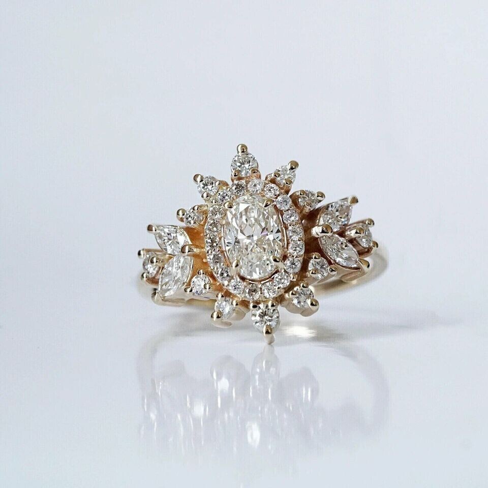 3CT Oval Cut Lab Created Diamond Women’s Engagement 14K Rose Gold Finish Ring