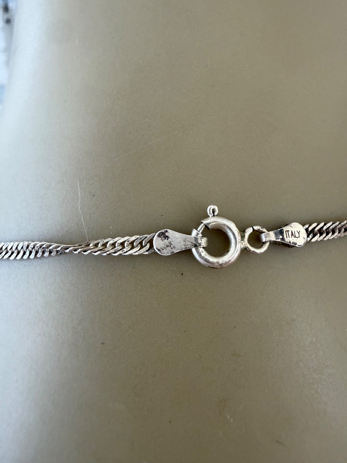 VINTAGE STERLING SILVER TWIST CHAIN PASTE AMETHYST PRINCESS CUT PENDANT NECKLACE