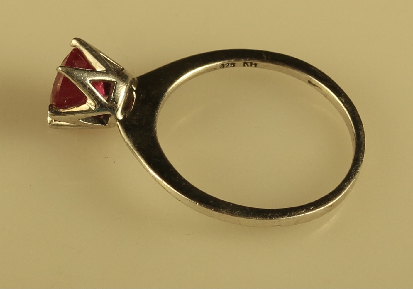 Vintage Sterling Signed 925 KH Kit Heath Designer Solitaire Ruby Gemstone Ring 5