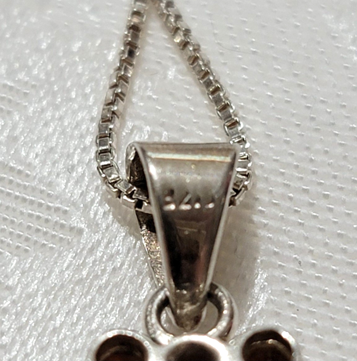 VTG 925 HEART PENDENT CLEAR RED STONES OUTLINE W/ 925 ITALY 20″ CHAIN NECKLACE