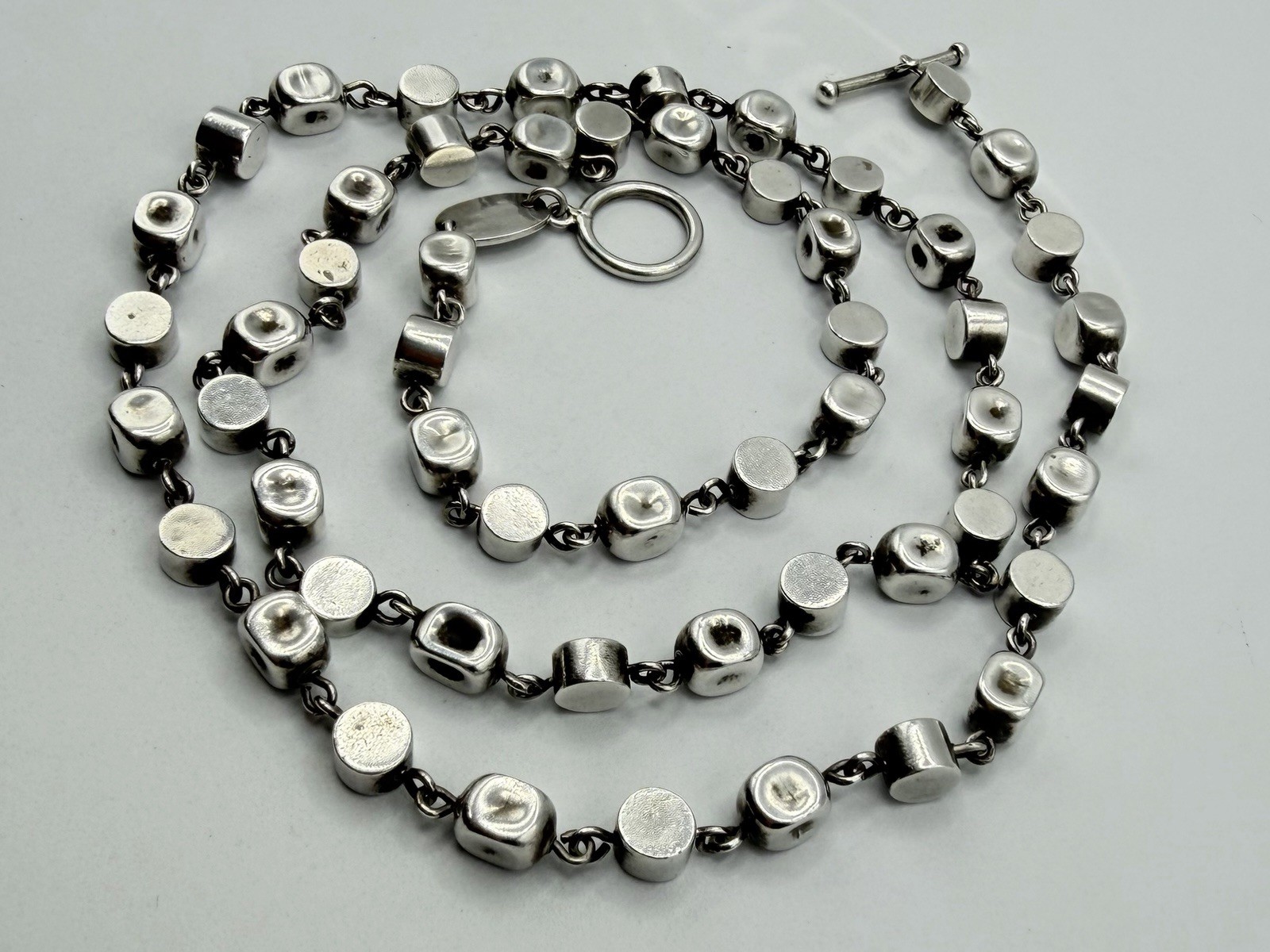 Vtg Brenda Schoenfeld 1995 Sterling Silver 925 MEX Designer Modernist Necklace