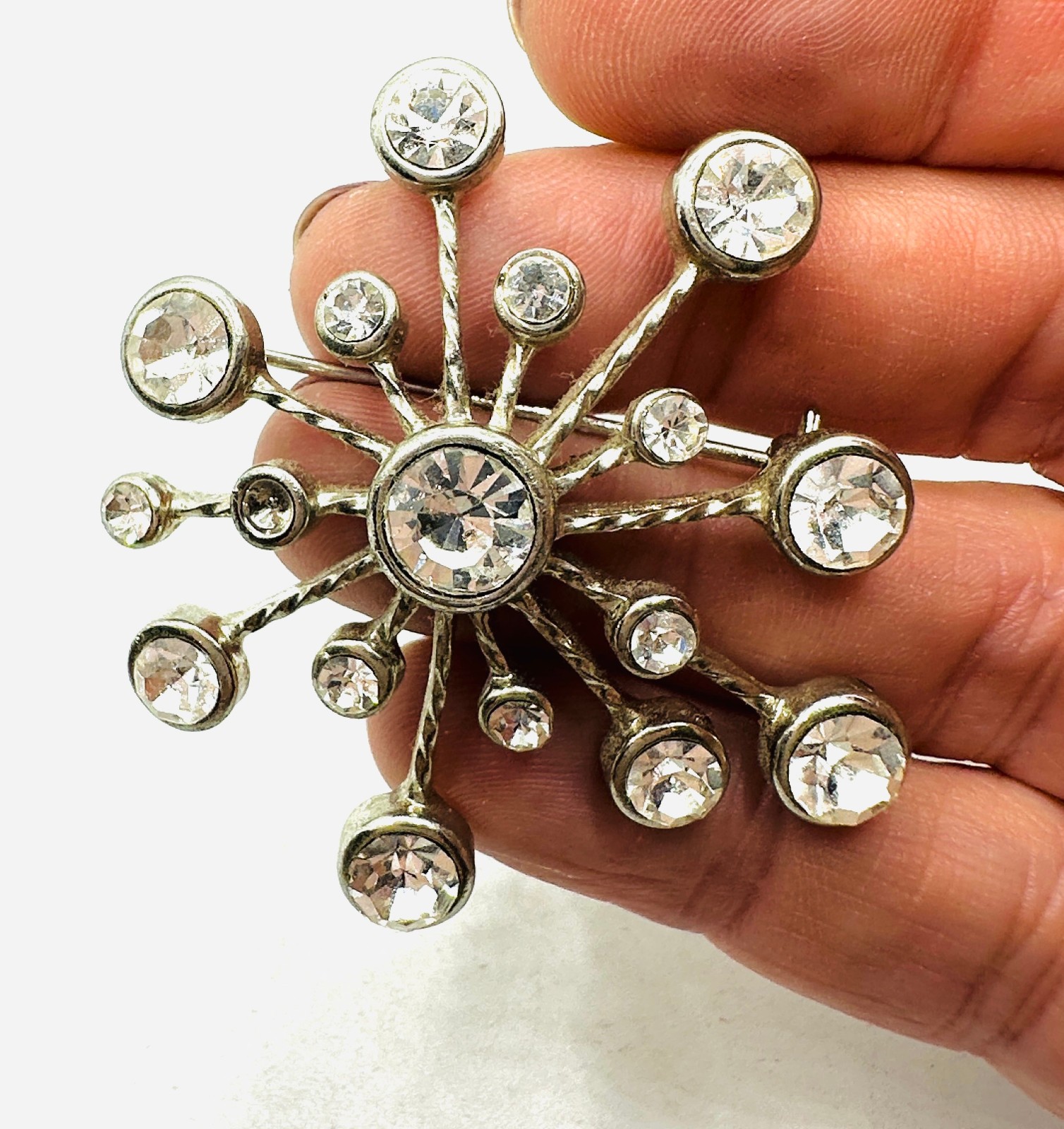 Lot Coro Pegasus Rhinestone Bracelet and 2 Atomic Starburst Brooches