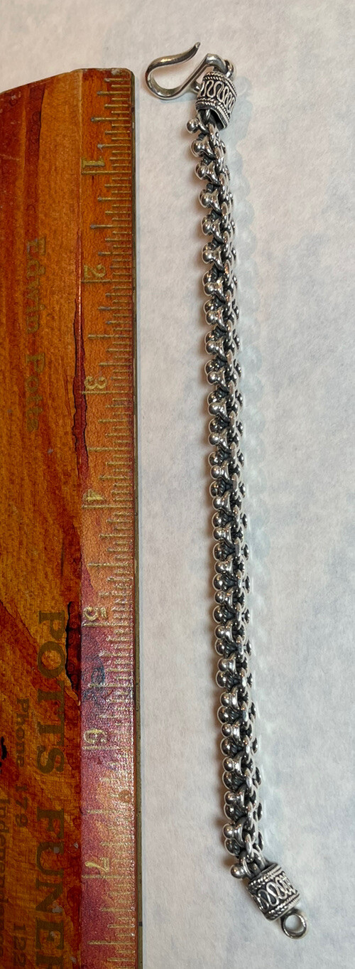 Vintage 44g Sterling Silver BA SUARTI BALI Flower Link 7.75” Snake Bracelet 925
