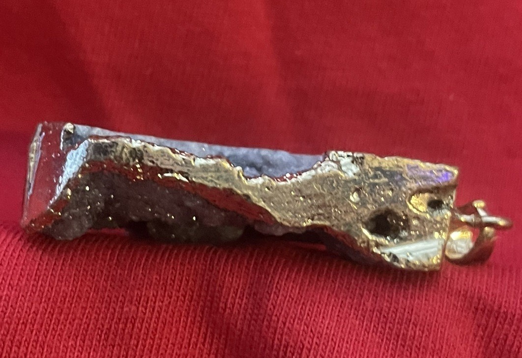 Gorgeous Purple Gray Slice of a Geode-Pendant Setting-Handmade (8)