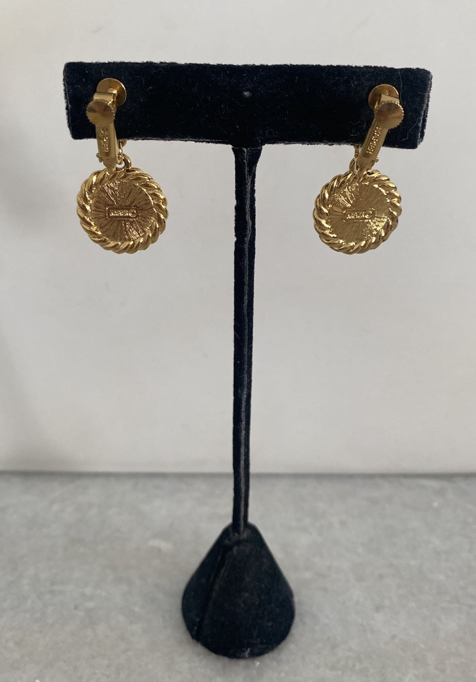 Vintage Napier Faux Pearl Dangling Adjustable Clip On Earrings