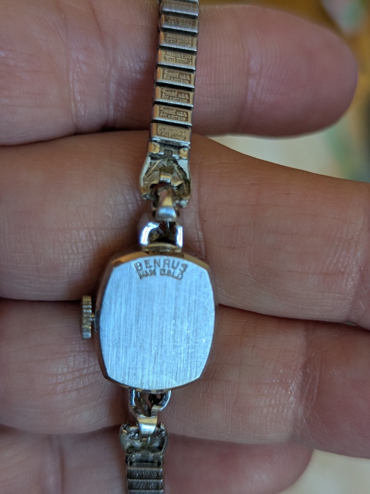 Vintage Benrus Women’s Watch 14 Kt white Gold W/2 Diamonds Manual Wind. Works