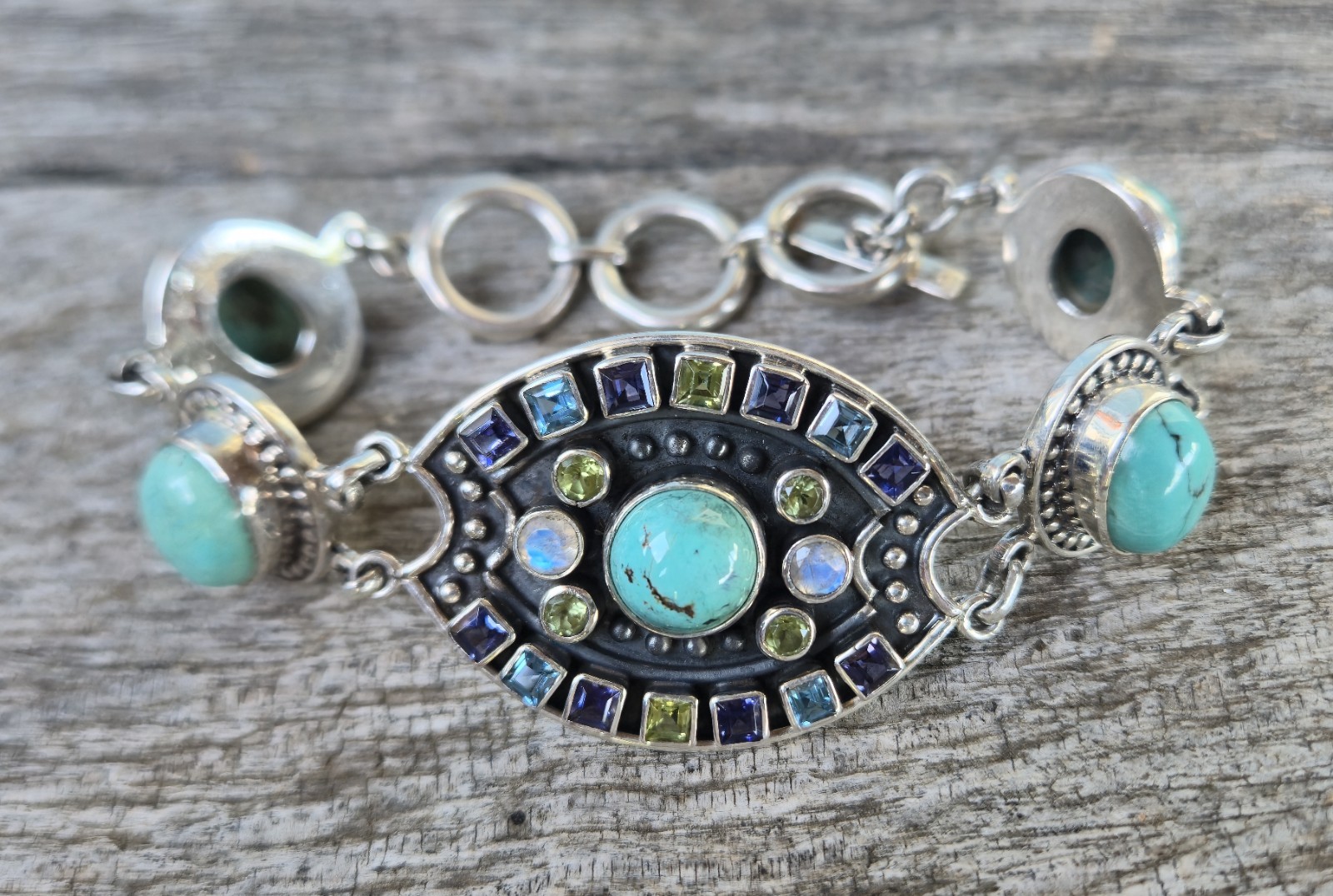 Nicky Butler LIMITED EDITION RAJ COLLECTION 925 Sterling Silver Bracelet 7.75″🩵