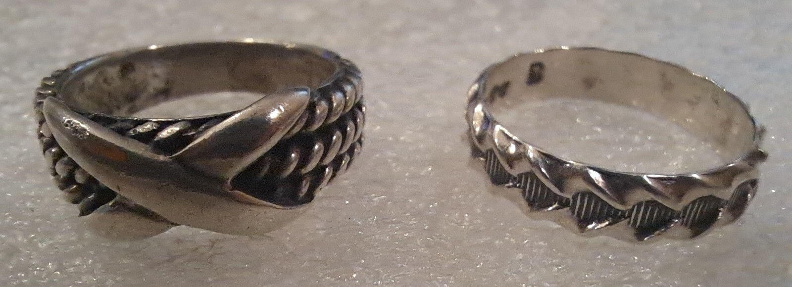 Vintage Sterling Silver Twisted Braided Design Band Rings Signed Designer