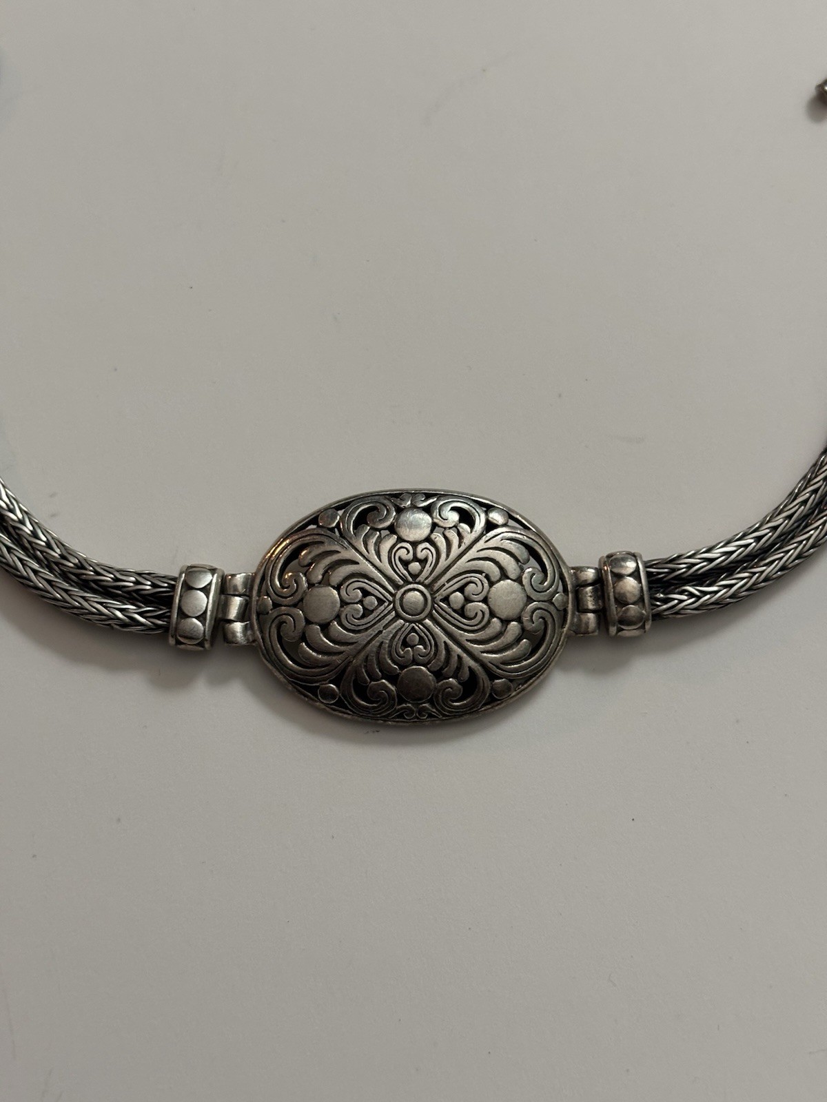Vintage ATI Sterling Silver Ornate Wheat Link Toggle Bracelet 7.25-7.75 Inches