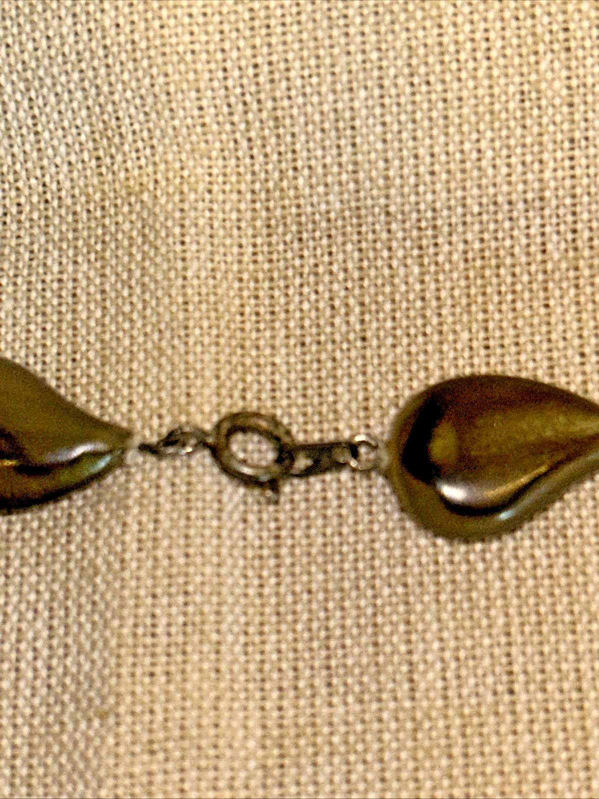 Vintage Faux Stone Teardrop Shaped Bead Necklace Earth Gray Green Black