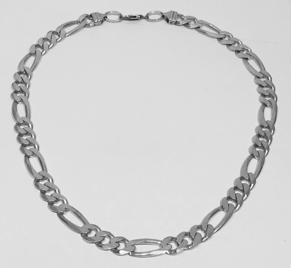 Large Vintage 11mm 82.7g 925 Sterling Silver Figaro Chain Mans Necklace 21″