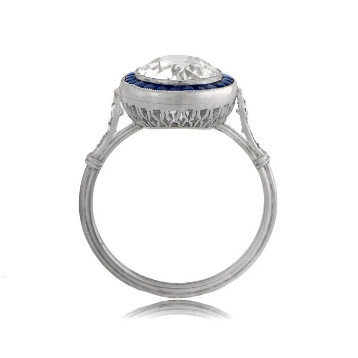 Art Deco Style 2.Ct Lab Created Diamond Sapphire Halo Engagement Ring 925 Silver